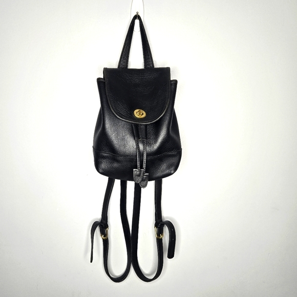 Coach Vintage Mini Backpack Black Leather DayPack 9960 90s brass hardware - Picture 2 of 16